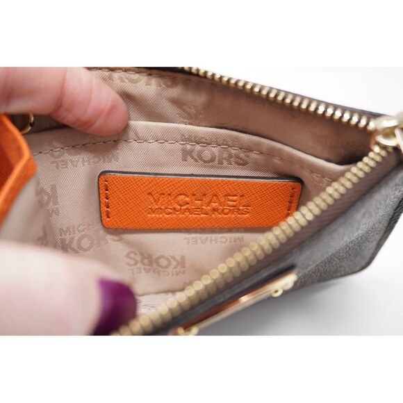 Michael Kors Fulton Small Top Zip Coin Pouch w/ ID and Keyring Dark Brown - Picture 5 of 6